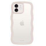 Holdit iPhone 12 / 12 Pro Wavy Cover - Light Beige / Transparent