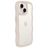 Holdit iPhone 15 / 14 / 13 Wavy Cover - Light Beige / Transparent