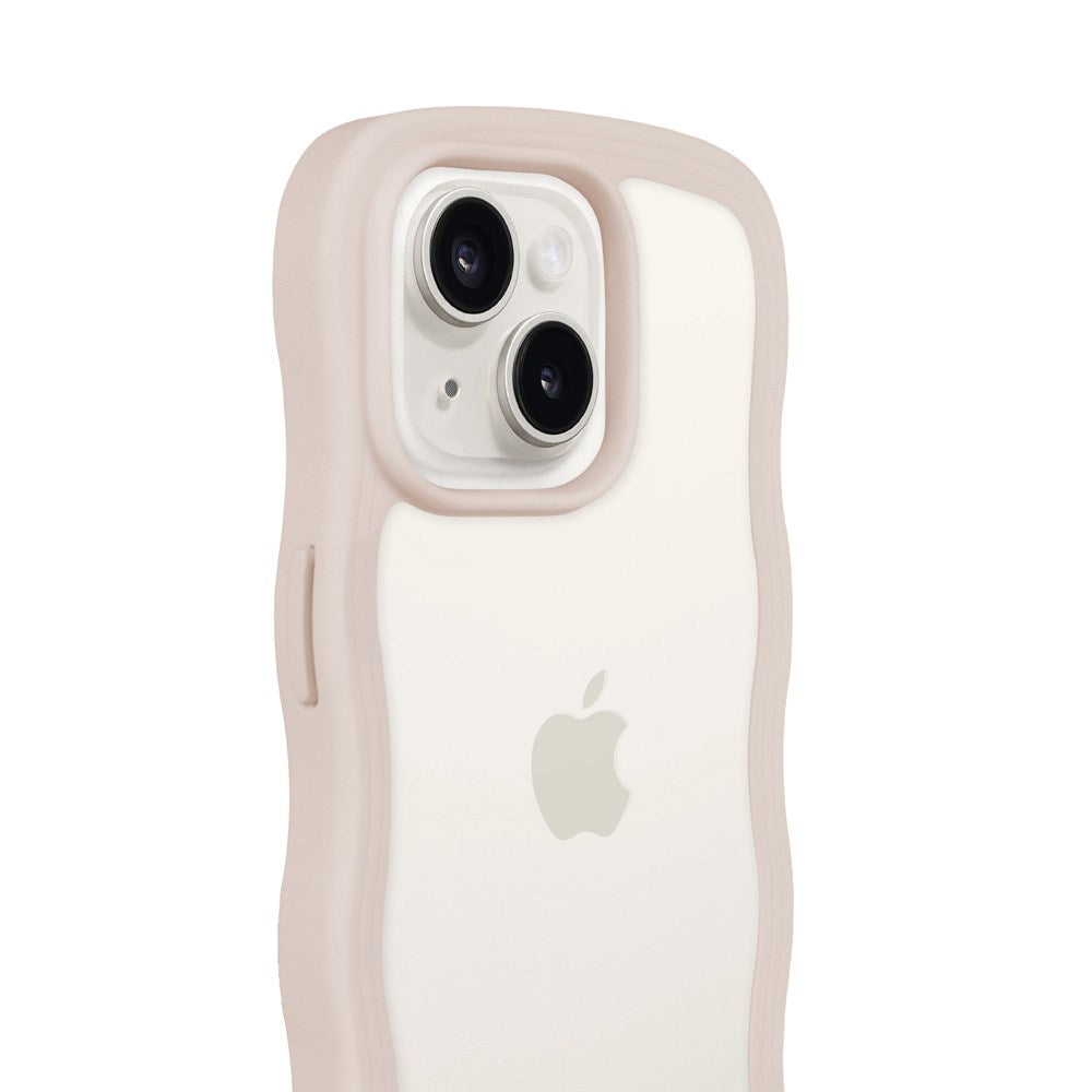 Holdit iPhone 15 / 14 / 13 Wavy Cover - Light Beige / Transparent