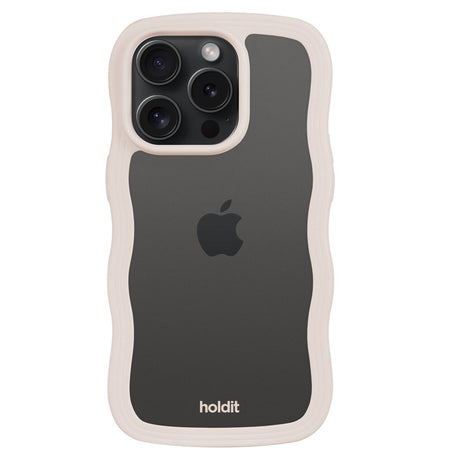 Holdit iPhone 14 Pro Max Wavy Cover - Light Beige / Transparent