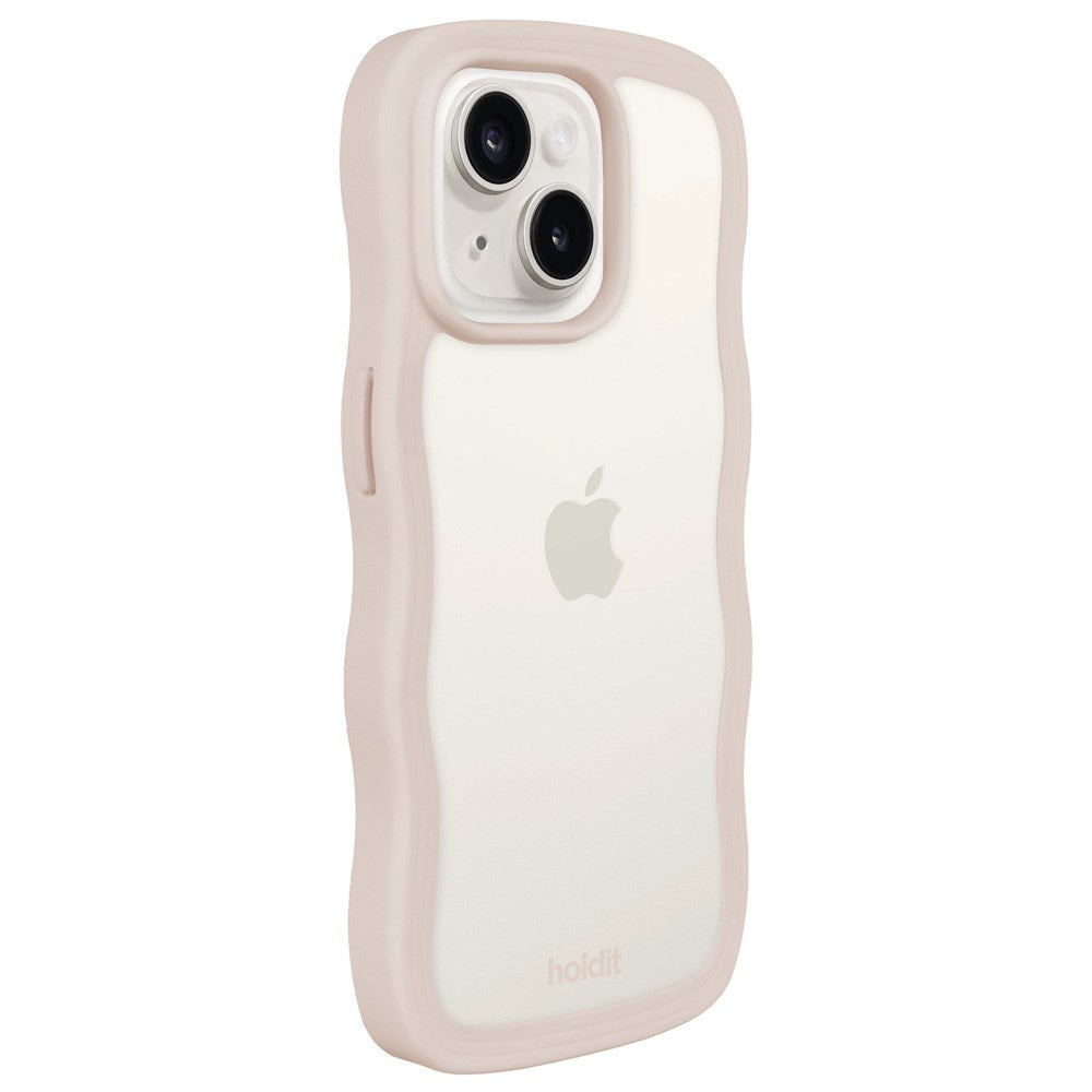 Holdit iPhone 15 Plus / 14 Plus Wavy Cover - Light Beige / Transparent