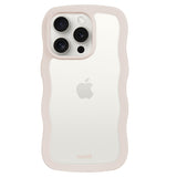 Holdit iPhone 15 Pro Max Wavy Cover - Light Beige / Transparent