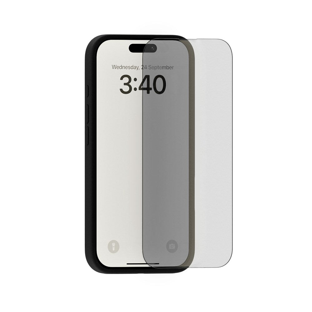 iPhone 15 Pro Max Holdit Hærdet Glas 9H Skærmbeskyttelse m. Privacy Funktion - Sort Kant