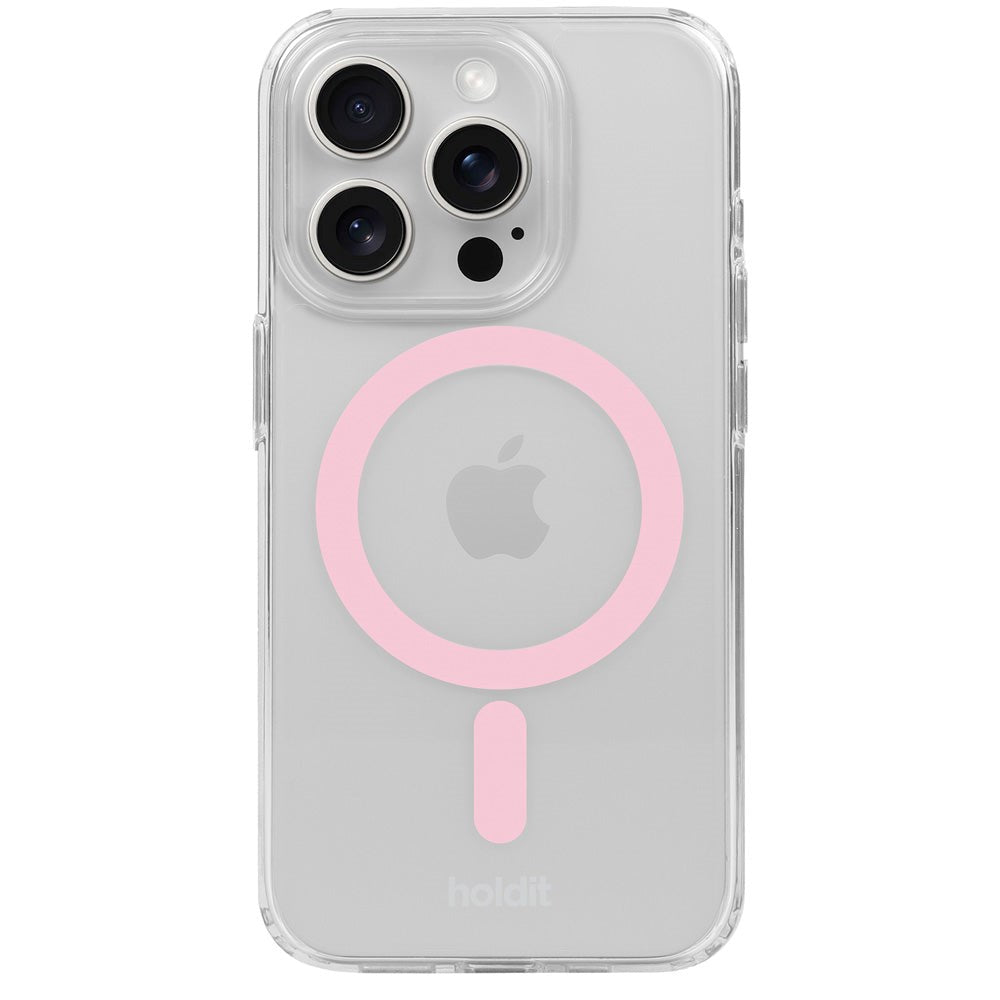 Holdit iPhone 15 Pro Max MagSafe Cover - Transparent / Pink