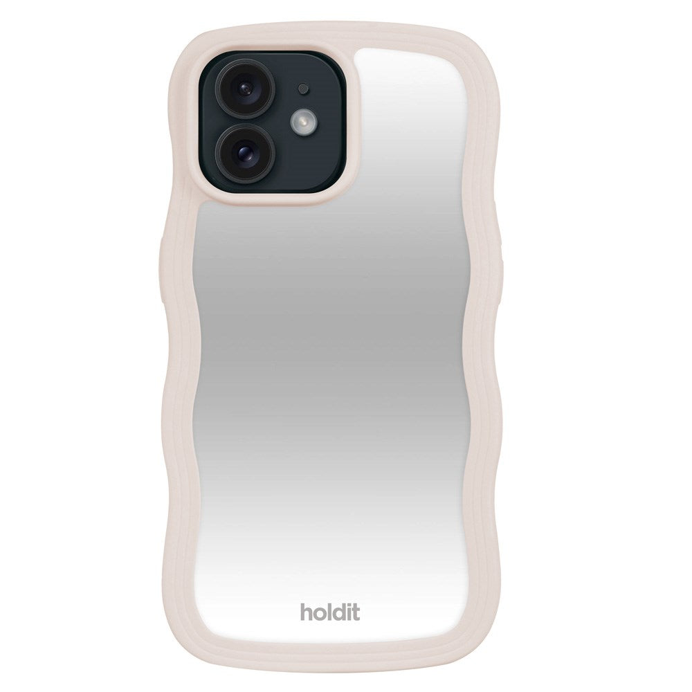 Holdit iPhone 12 / 12 Pro Wavy Cover - Light Beige / Mirror