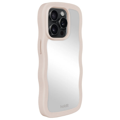 Holdit iPhone 14 Pro Wavy Cover - Light Beige / Mirror