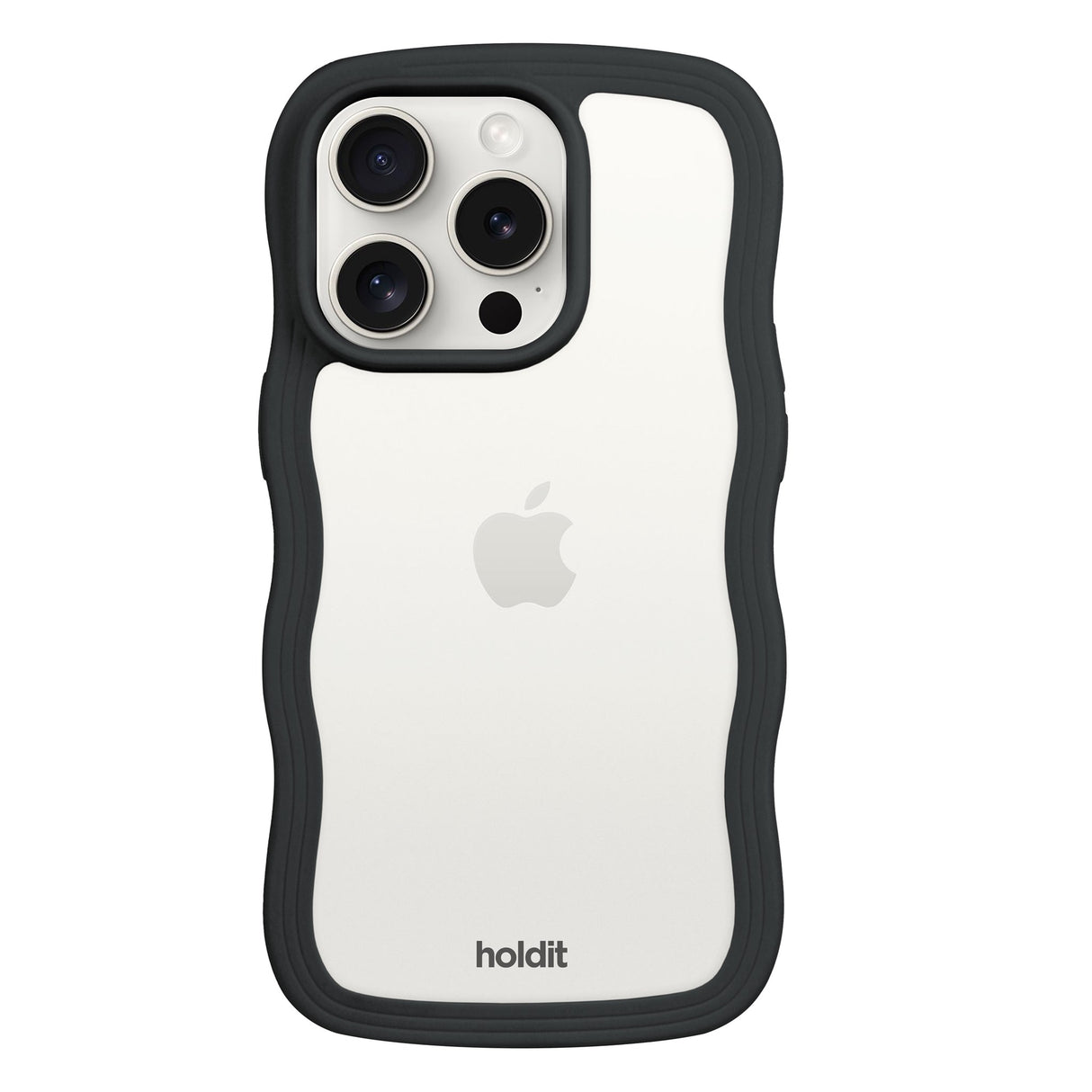 Holdit iPhone 15 Pro Wavy Cover - Black / Transparent