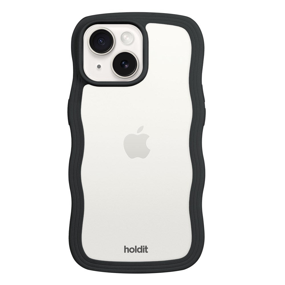 Holdit iPhone 15 / 14 / 13 Wavy Cover - Black / Transparent