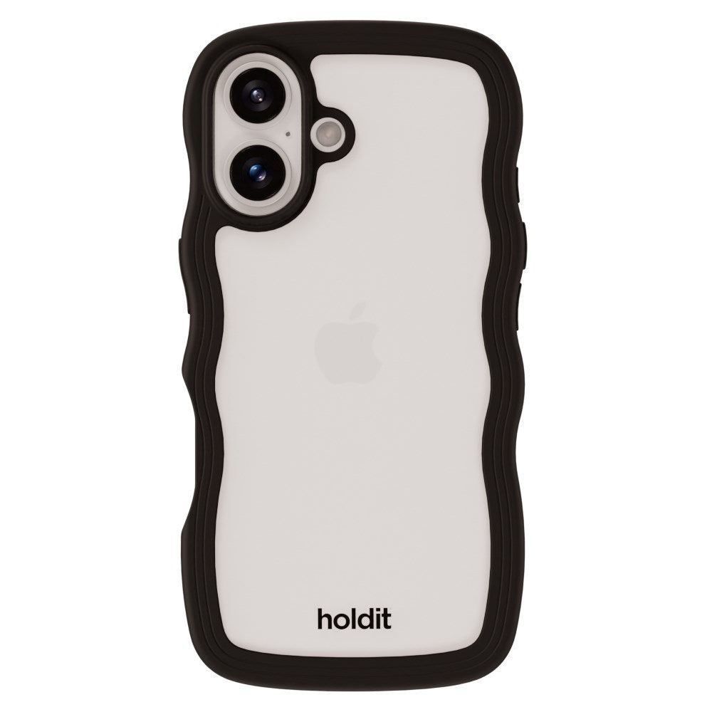 Holdit iPhone 16 Wavy Cover - Sort / Transparent