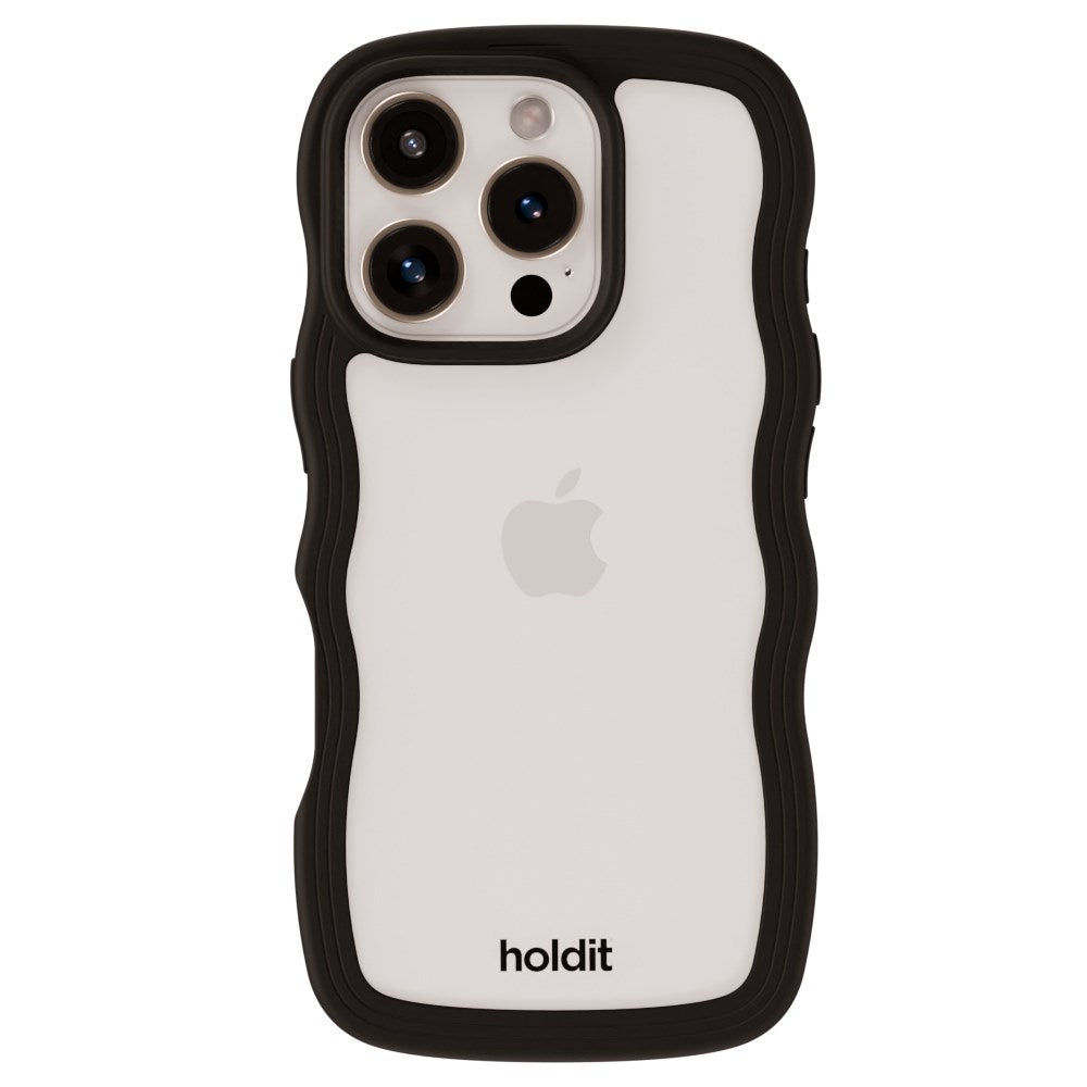 Holdit iPhone 16 Pro Wavy Cover - Sort / Transparent