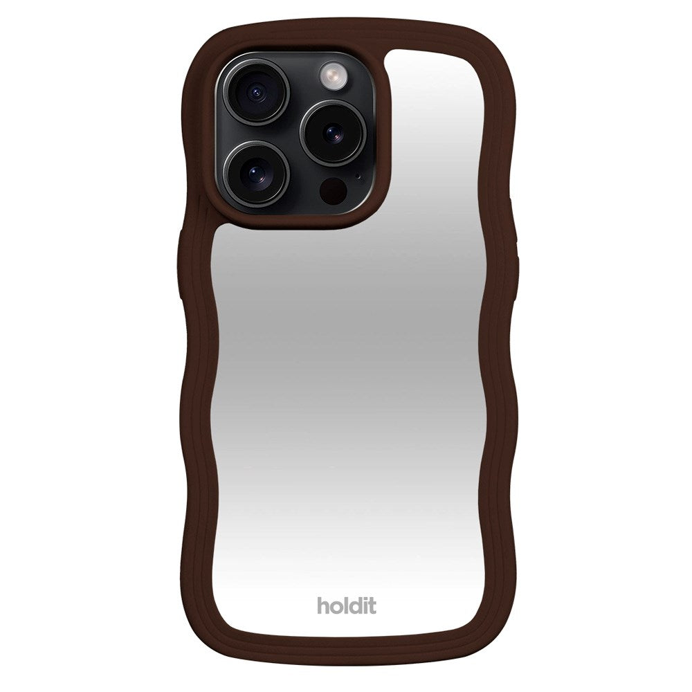 Holdit iPhone 15 Pro Wavy Cover - Chocolate / Mirror