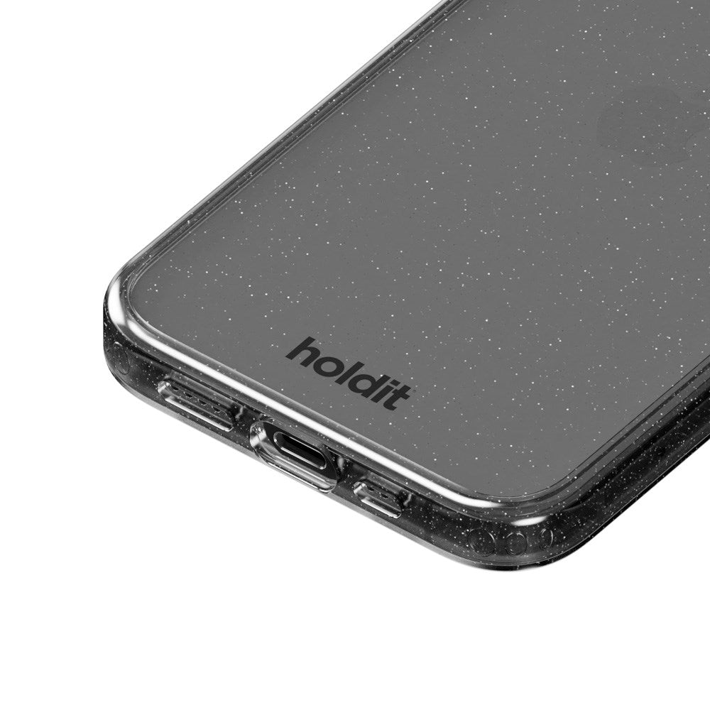 iPhone 12 / 12 Pro Holdit Glitter Mobil Cover - Sort