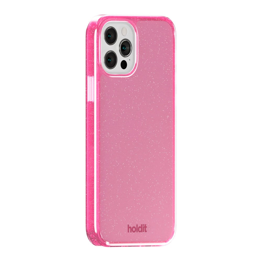 iPhone 12 / 12 Pro Holdit Glitter Mobil Cover - Lyserød