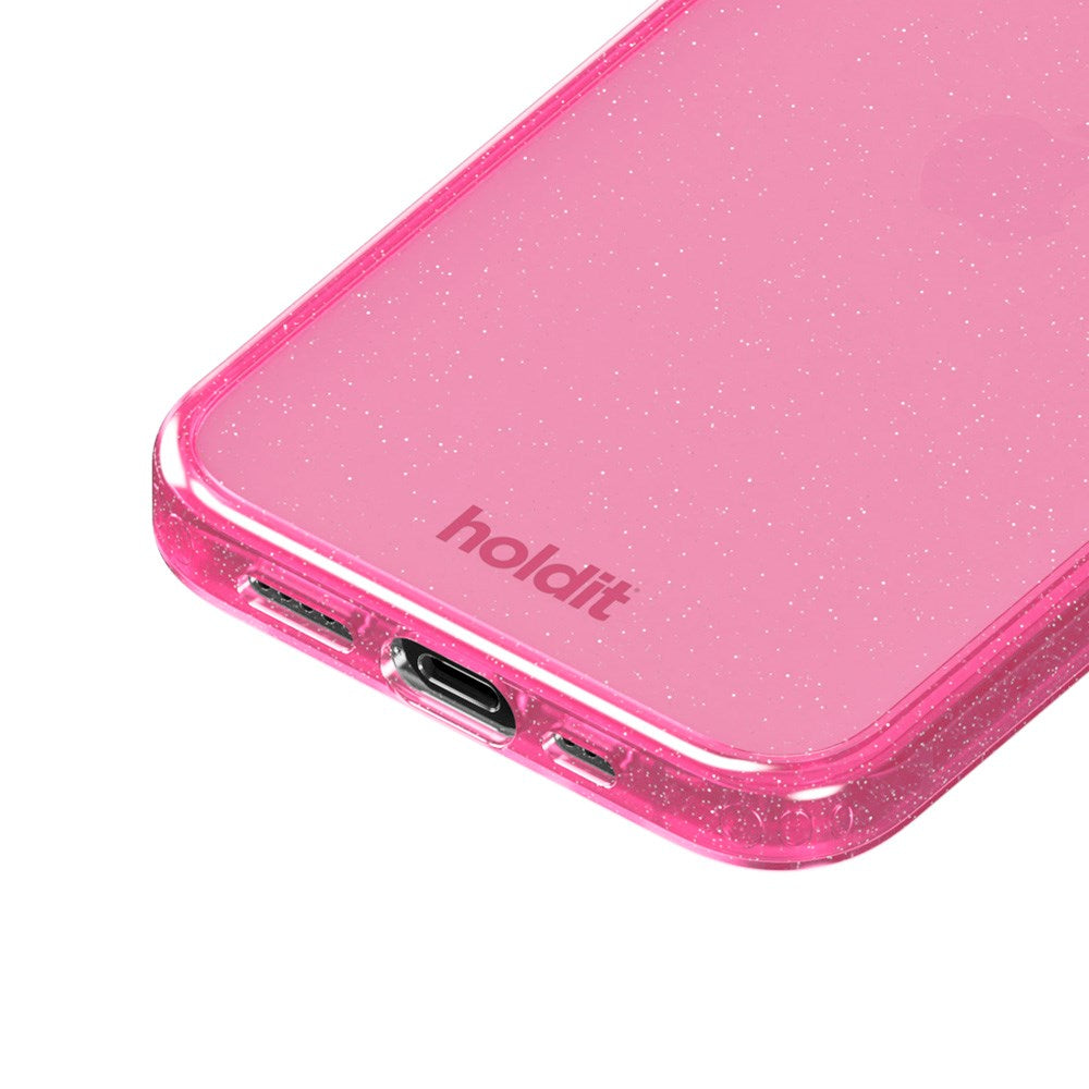 iPhone 12 / 12 Pro Holdit Glitter Mobil Cover - Lyserød