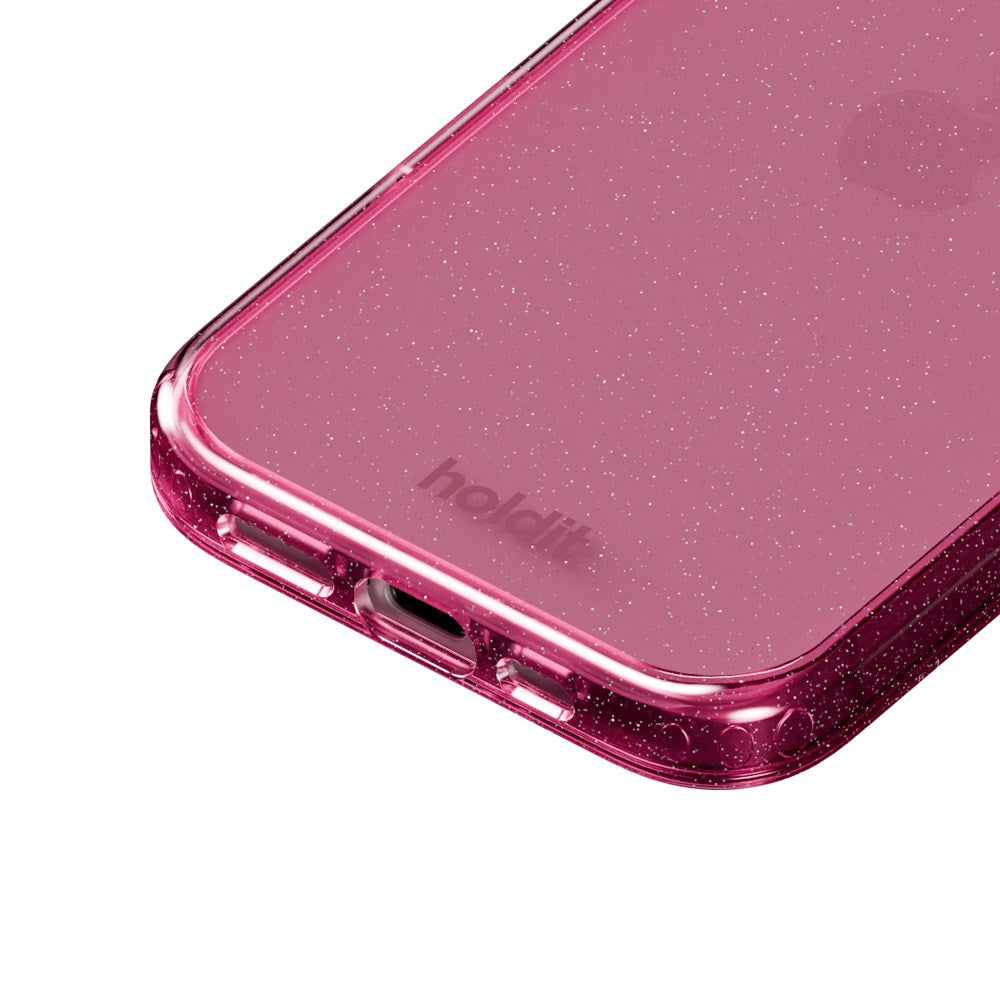 iPhone 16 Holdit Glitter Mobil Cover - Lyserød