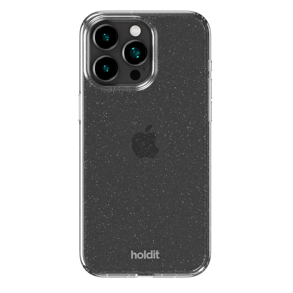 iPhone 15 Pro Holdit Glitter Mobil Cover - Hvid
