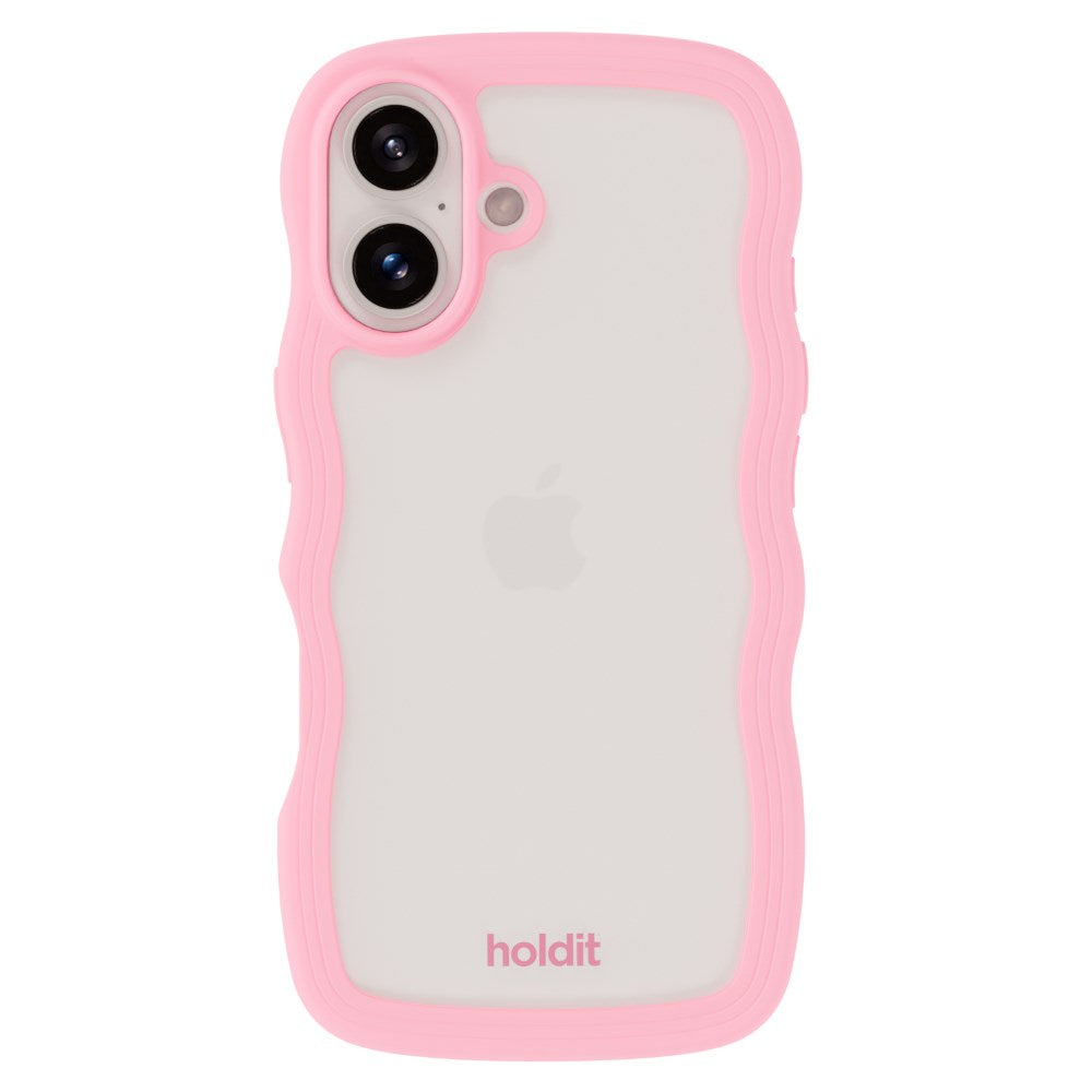 Holdit iPhone 16 Wavy Cover - Pink  / Transparent