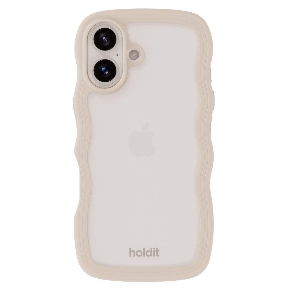 Holdit iPhone 16 Wavy Cover - Beige / Transparent