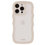 Holdit iPhone 16 Pro Wavy Cover - Light Beige / Transparent