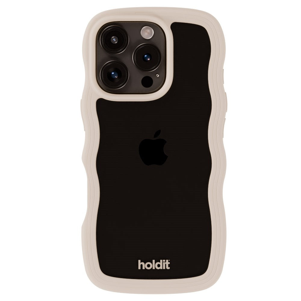 Holdit iPhone 16 Pro Wavy Cover - Light Beige / Transparent