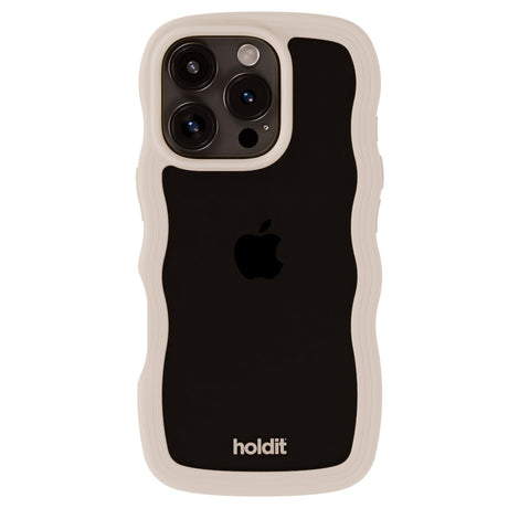 Holdit iPhone 16 Pro Max Wavy Cover - Beige / Transparent