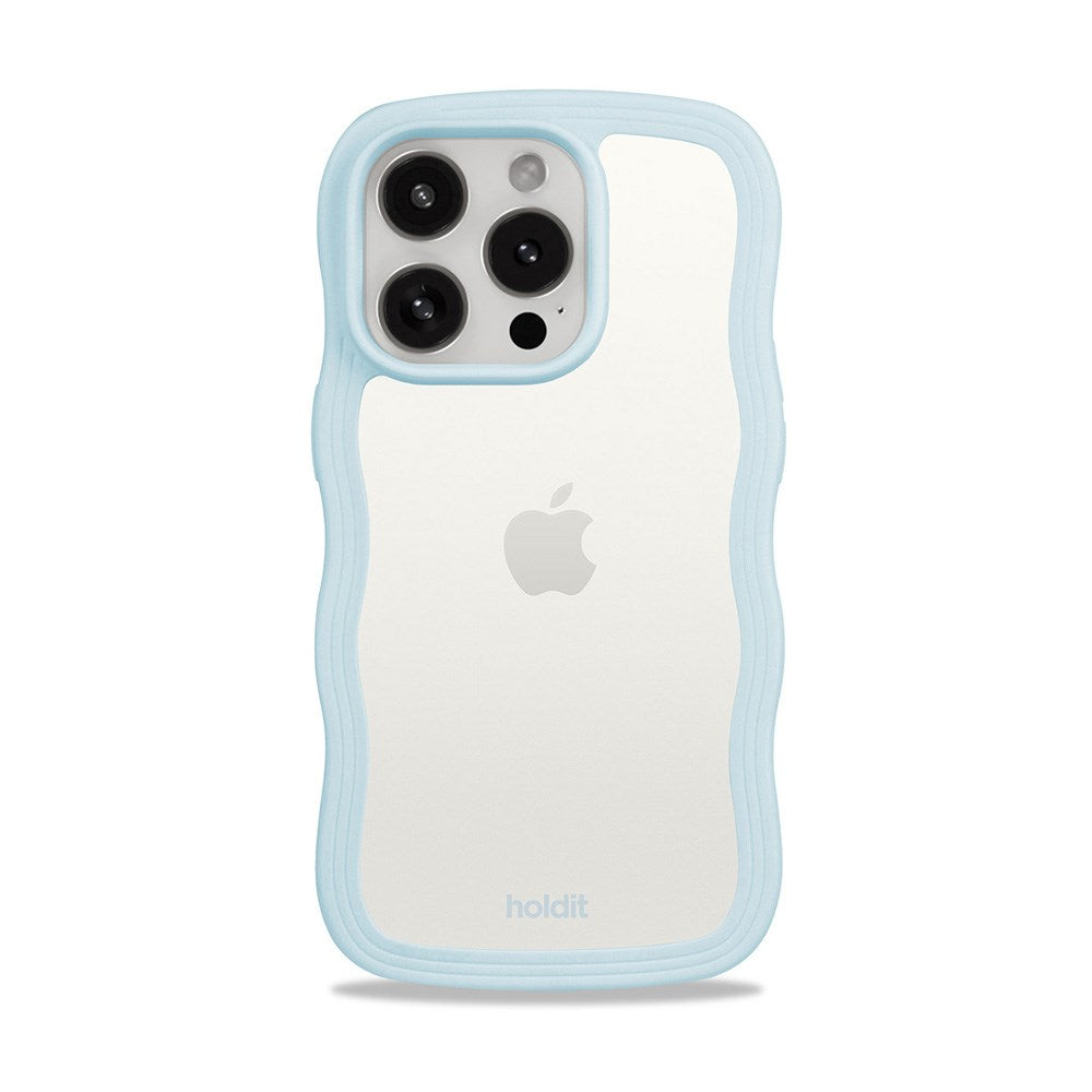 Holdit iPhone 15 Pro Max Wavy Cover - Mineral Blue / Transparent