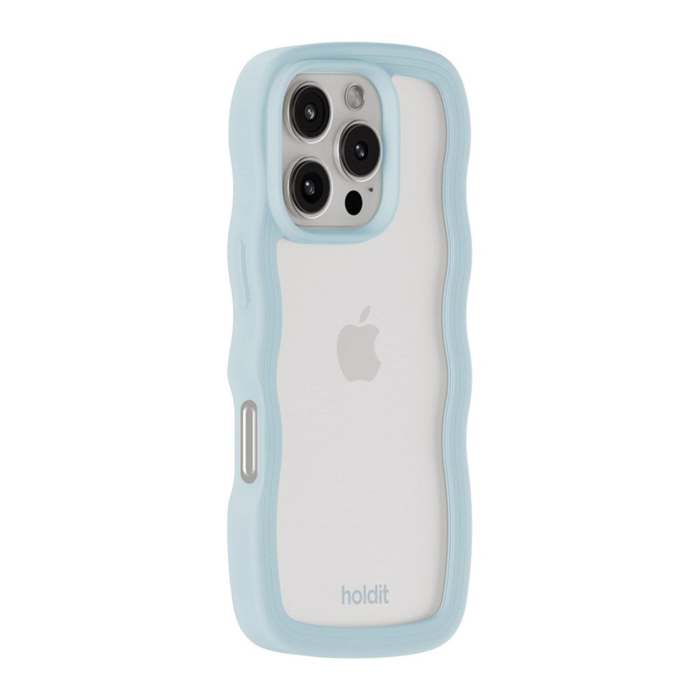 Holdit iPhone 16 Pro Max Wavy Cover - Mineral Blue / Transparent