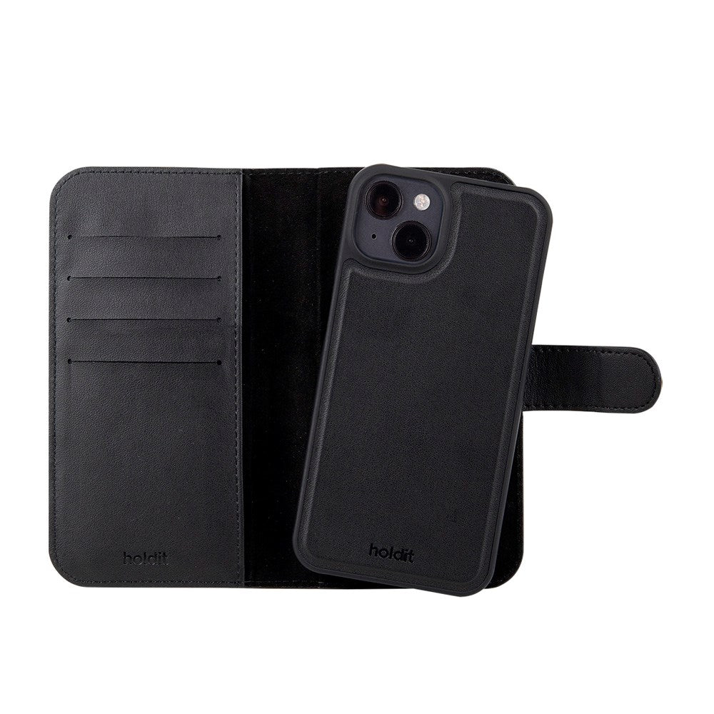 Holdit iPhone 14 / 13 Wallet Case MagSafe Plus - Flip Cover - MagSafe Kompatibel - Black