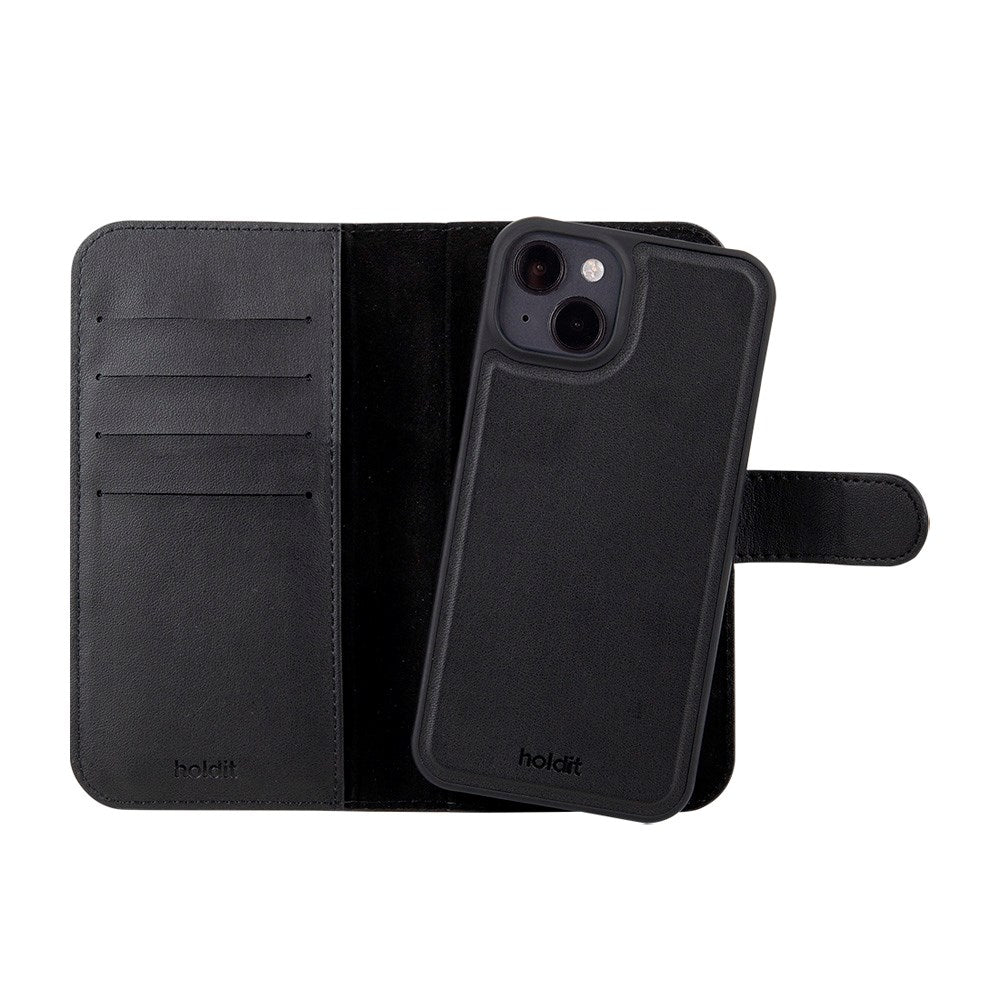 Holdit iPhone 15 Wallet Case MagSafe Plus - Flip Cover - MagSafe Kompatibel - Black