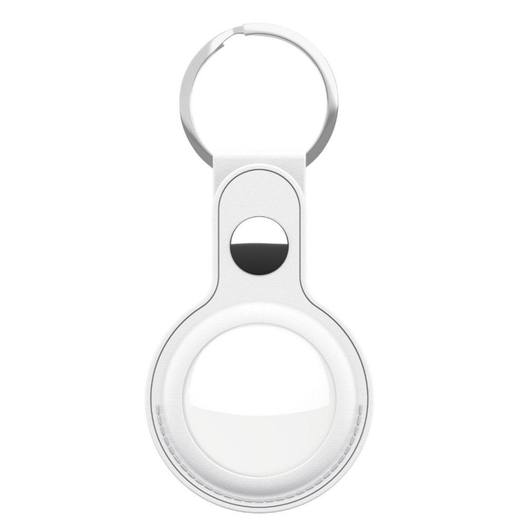 KeyBudz AirTag Nøglering - Snap Ring - 2 Pack - Imiteret Læder - Hvid