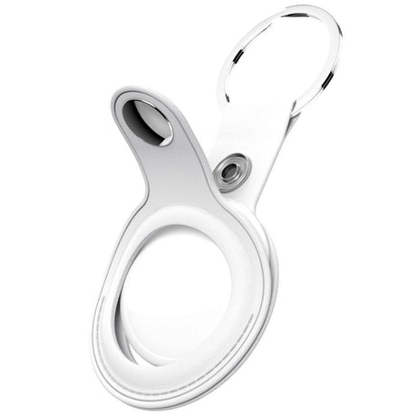 KeyBudz AirTag Nøglering - Snap Ring - 2 Pack - Imiteret Læder - Hvid