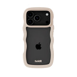 iPhone 17 Pro Holdit Wavy Cover - Light Beige / Transparent