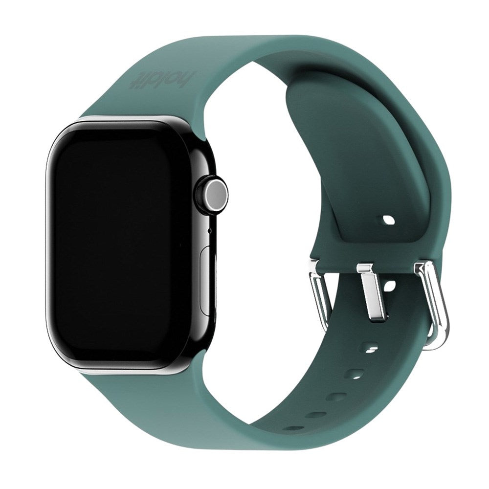 Apple Watch (38/40/SE/41/42mm) Holdit Silikone Rem m. Spændelukning - Moss Green