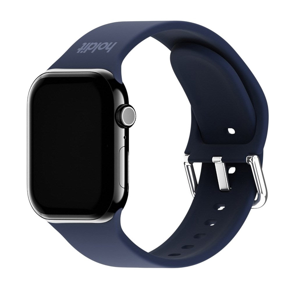 Apple Watch (38/40/SE/41/42mm) Holdit Silikone Rem m. Spændelukning - Navy Blue