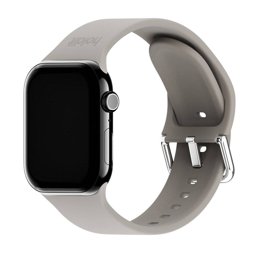 Apple Watch (42/44/SE/45/46/49mm) Holdit Silikone Rem m. Spændelukning - Taupe