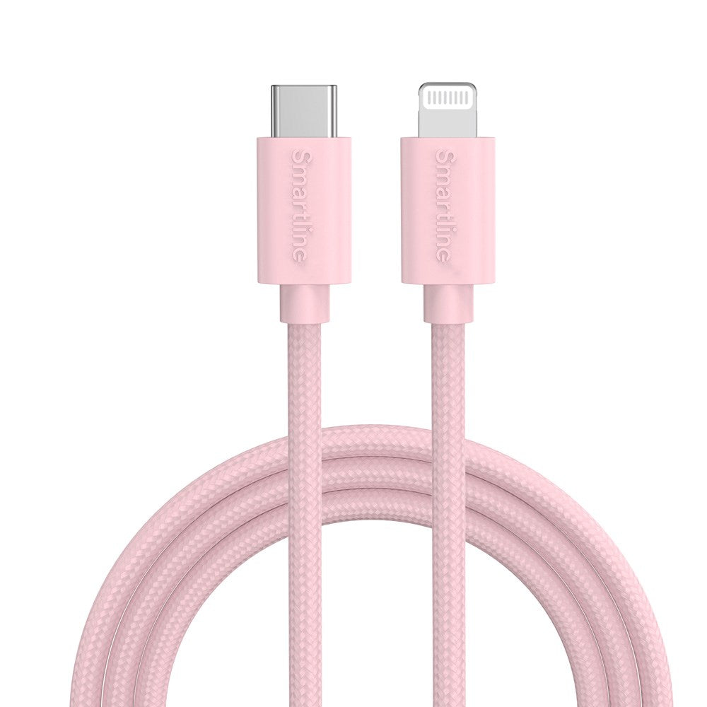 Smartline (3A/27W) USB-C til Lightning Ladekabel - 2 Meter - Lyserød