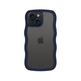 iPhone 17e / 16e / 15 / 14 / 13 Holdit Wavy Cover - Midnight Blue / Transparent