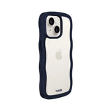 iPhone 17e / 16e / 15 / 14 / 13 Holdit Wavy Cover - Midnight Blue / Transparent