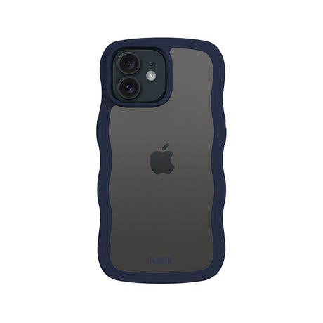 iPhone 12 / 12 Pro Holdit Wavy Cover - Midnight Blue / Transparent