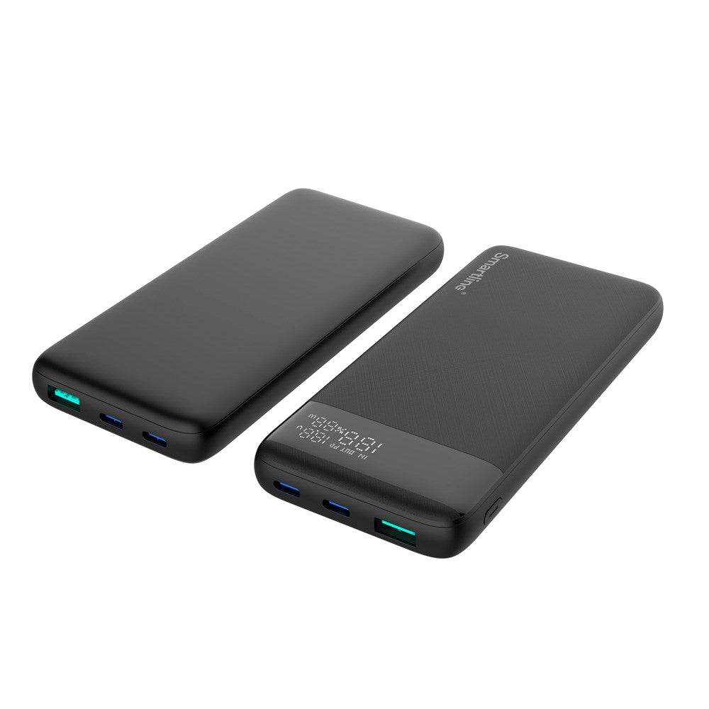 Smartline 20W Powerbank - 10.000mAh - PD / QC3.0 - LED-Display - Sort