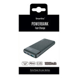 Smartline 20W Powerbank - 10.000mAh - PD / QC3.0 - LED-Display - Sort