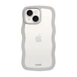 iPhone 17e / 16e / 15 / 14 / 13 Holdit Wavy Cover - Wool Grey / Transparent