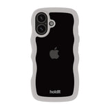 iPhone 16 Holdit Wavy Cover - Wool Grey / Transparent