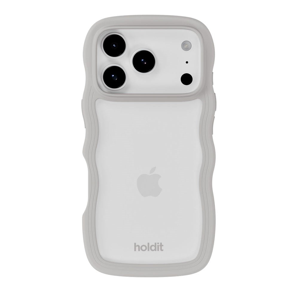 iPhone 17 Pro Holdit Wavy Cover - Wool Grey / Transparent