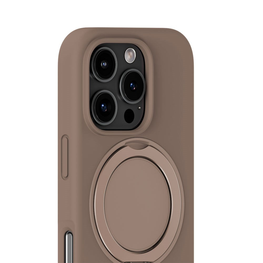 iPhone 16 Pro Holdit Silikone Stand Cover - Mocha Brown