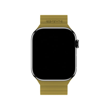 Apple Watch (38/40/SE/41/42mm) Holdit Silikone Rem m. Magnetlukning - Warm Olive / Black