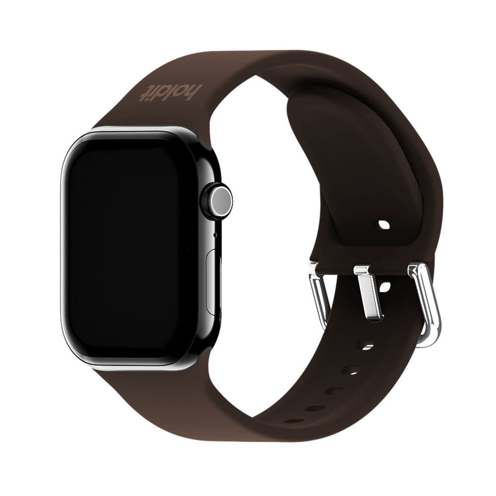 Apple Watch (42/44/SE/45/46/49mm) Holdit Silikone Rem m. Spændelukning - Chocolate
