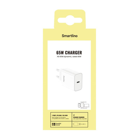 Smartline Vægoplader m. 1x USB-C - 65W - Hvid