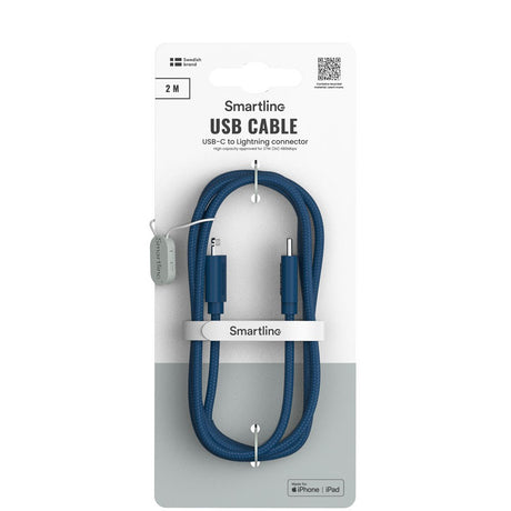 Smartline (3A/27W) USB-C til Lightning Ladekabel - 2 Meter - Mørkeblå