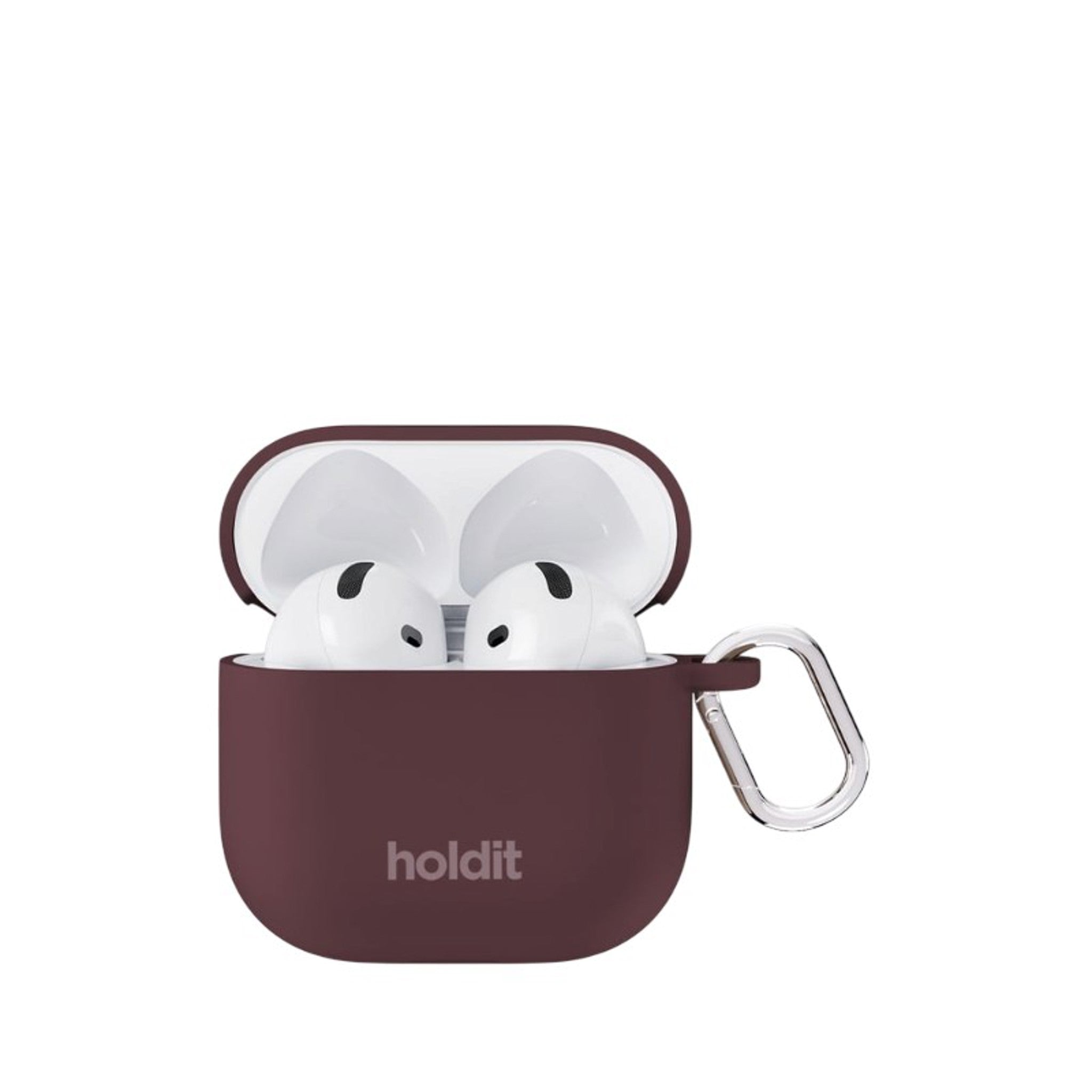 Apple AirPods (5. & 4. Gen.) Holdit Silicone Cover m. Karabinhage - Bordeaux
